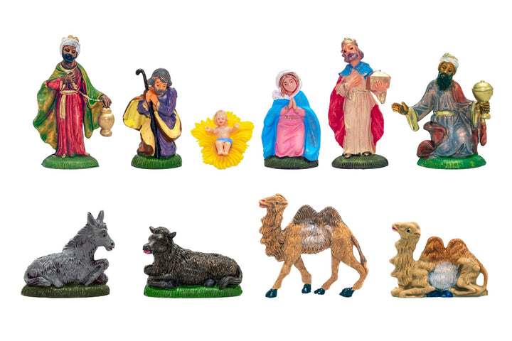 arkamii Set mit 10 handbemalten Krippenfiguren zur Geburt Christi, handgefertigtes Produkt aus Itali
