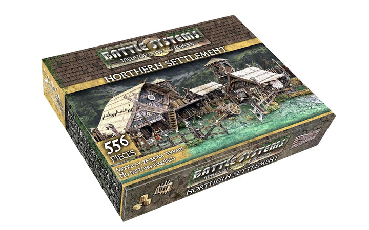 Fantasy Battle Systems Wargames Terrain - Northern Settlement - Multi Level Tabletop War Game Board