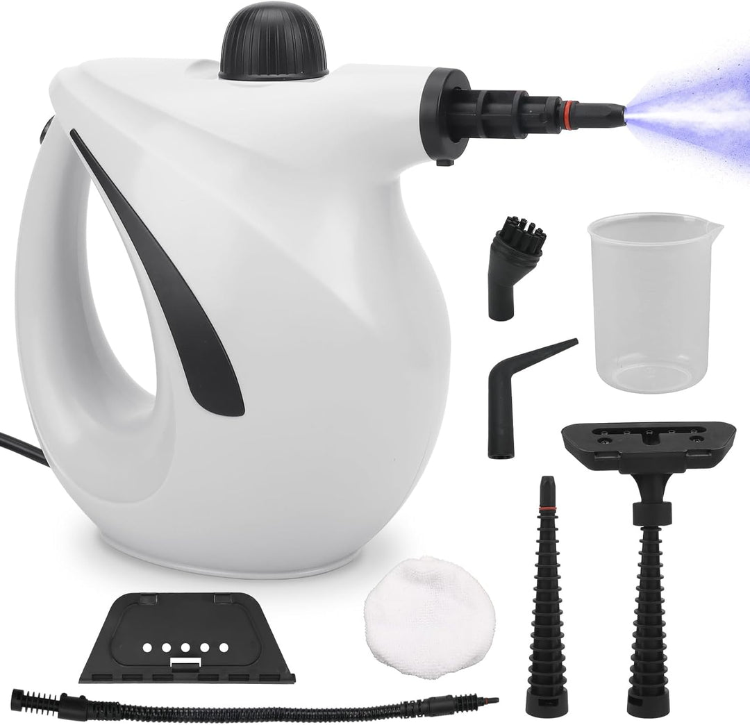 Roadtime 1200W Handdampfreiniger, 700ml Druck-Mehrzweckdampfreiniger mit 8 Zubehör,3 bar Dampfdruck,