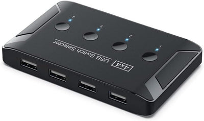 Xiwai KVM USB 2.0 Switch Selector 4 Port PCs Sharing 4 Geräte für Tastatur Maus Scanner Drucker