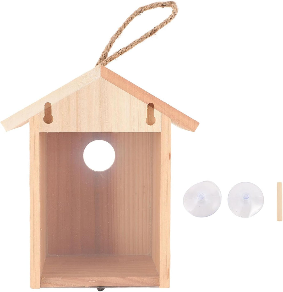 Vogelhaus aus Zedernholz für den Aussenbereich mit Transparentem Design, Fenster-Vogelhaus, Vogelnis