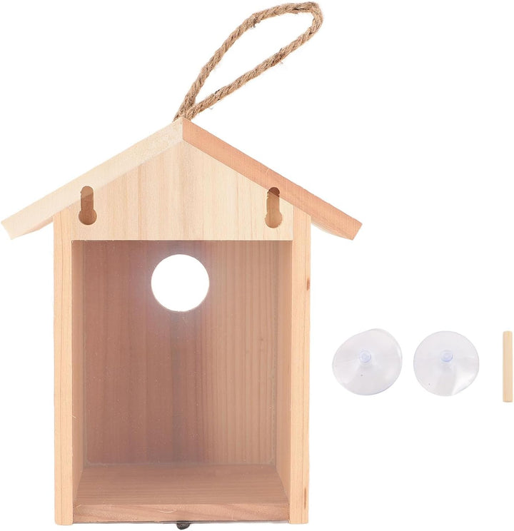Vogelhaus aus Zedernholz für den Aussenbereich mit Transparentem Design, Fenster-Vogelhaus, Vogelnis