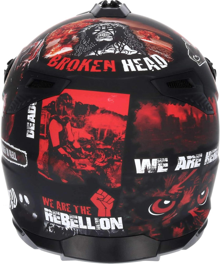 Broken Head Motocross-Helm Resolution Rot - MX-Helm - Supermotohelm Mattschwarz-Rot S (55-56 cm) Cro