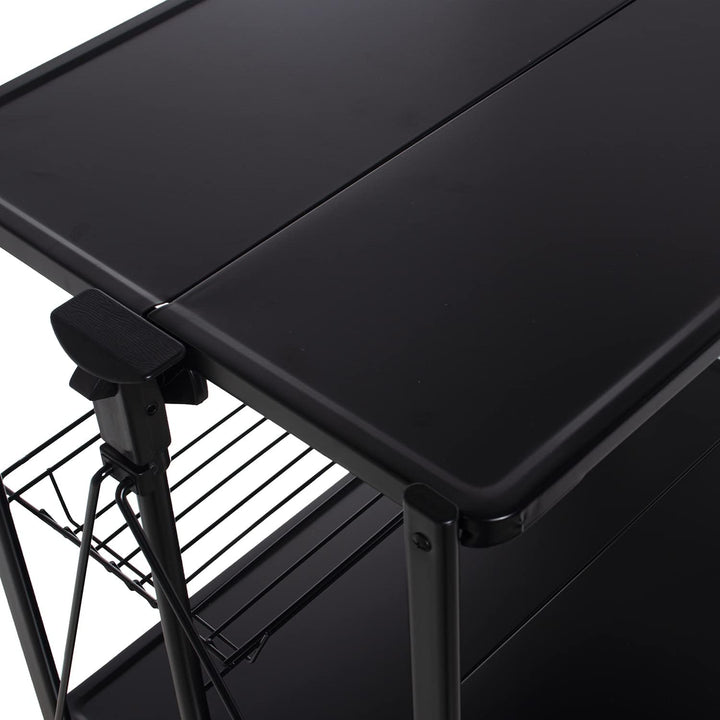 DRW Faltbarer Servierwagen mit Metallrädern in Schwarz, 70 x 40 x 68 cm