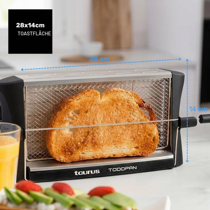 TAURUS 960632 Toaster aus Edelstahl, 700 W, für alle Brotsorten, mit Haltestab, Multicolour