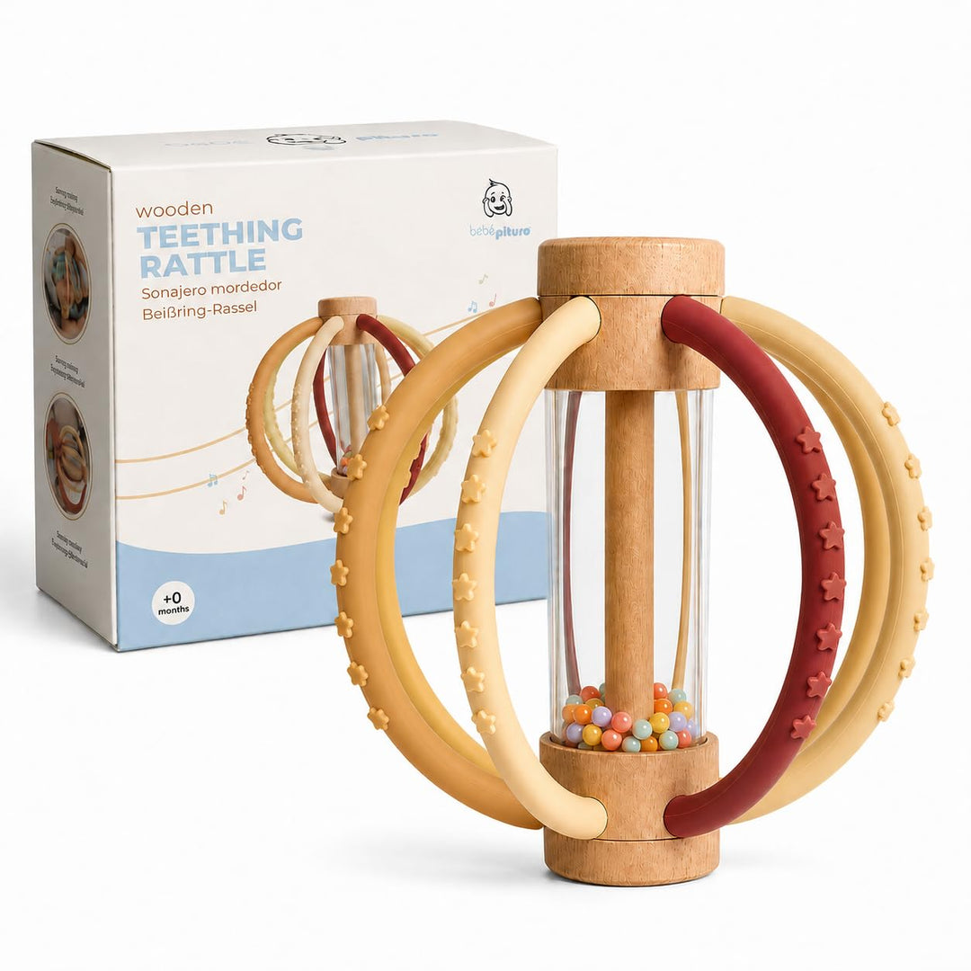 Zahnungshilfe Baby aus Silikon – Montessori Spielzeug 0-6 Monate – Tummy Time Toys mit sensorischer