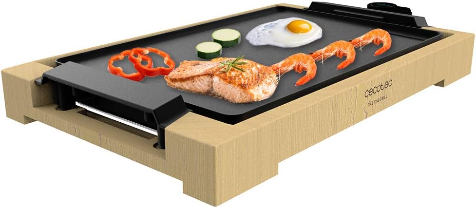 Cecotec Tasty&Grill 2000 Bamboo - Elektrogrill (Leistung 2000 W, Bambusstruktur, Regelbarer Thermost