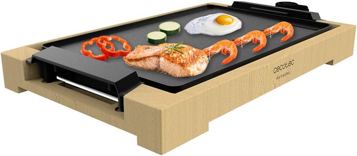 Cecotec Tasty&Grill 2000 Bamboo - Elektrogrill (Leistung 2000 W, Bambusstruktur, Regelbarer Thermost