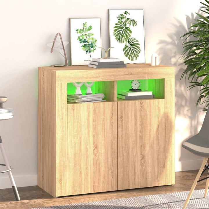 SKM Sideboard mit LED-Leuchten Sonoma-Eiche 80x35x75 cm, Weight: 28.65 kg, 804331