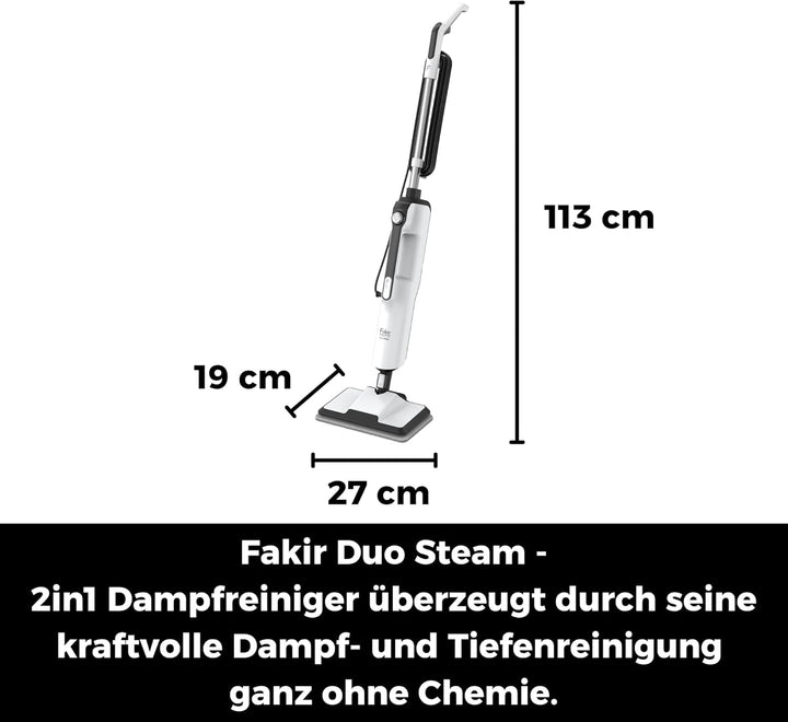 Fakir Duo Dampfreiniger 2-in-1 Hand- & Standgerät, 1400W, 380ml Tank, LED-Anzeige, Dampfregulierung
