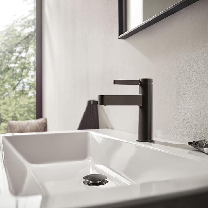 hansgrohe Ablaufgarnitur Push-Open für Waschtisch- und Bidetmischer Brushed Black Chrome, Brushed Bl