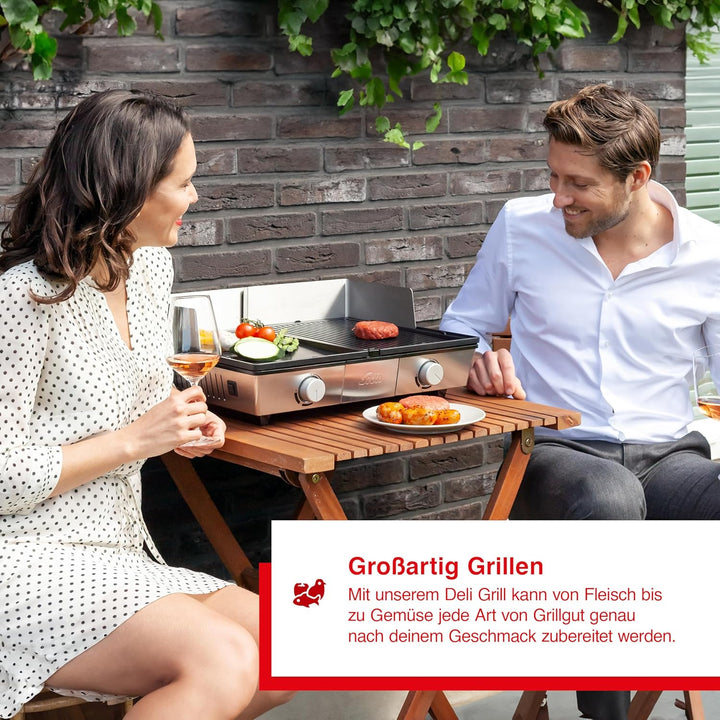 Solis Deli Grill 7951 - Elektrogrill - Grill Inklusive Spritzschutz und 2 Spachteln - Tischgrill Ele