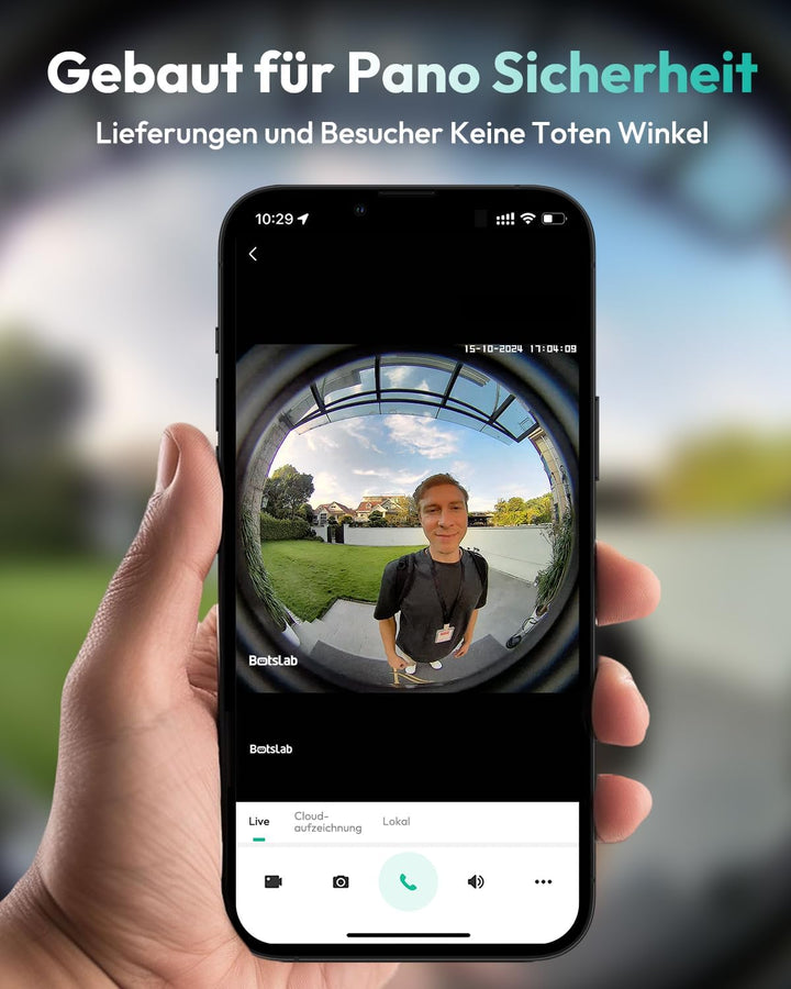 BOTSLAB Kabellose Video-Türklingel Akku, 5MP WLAN Türklingel mit Kamera, 180° Weitwinkel, 210-Tage-A