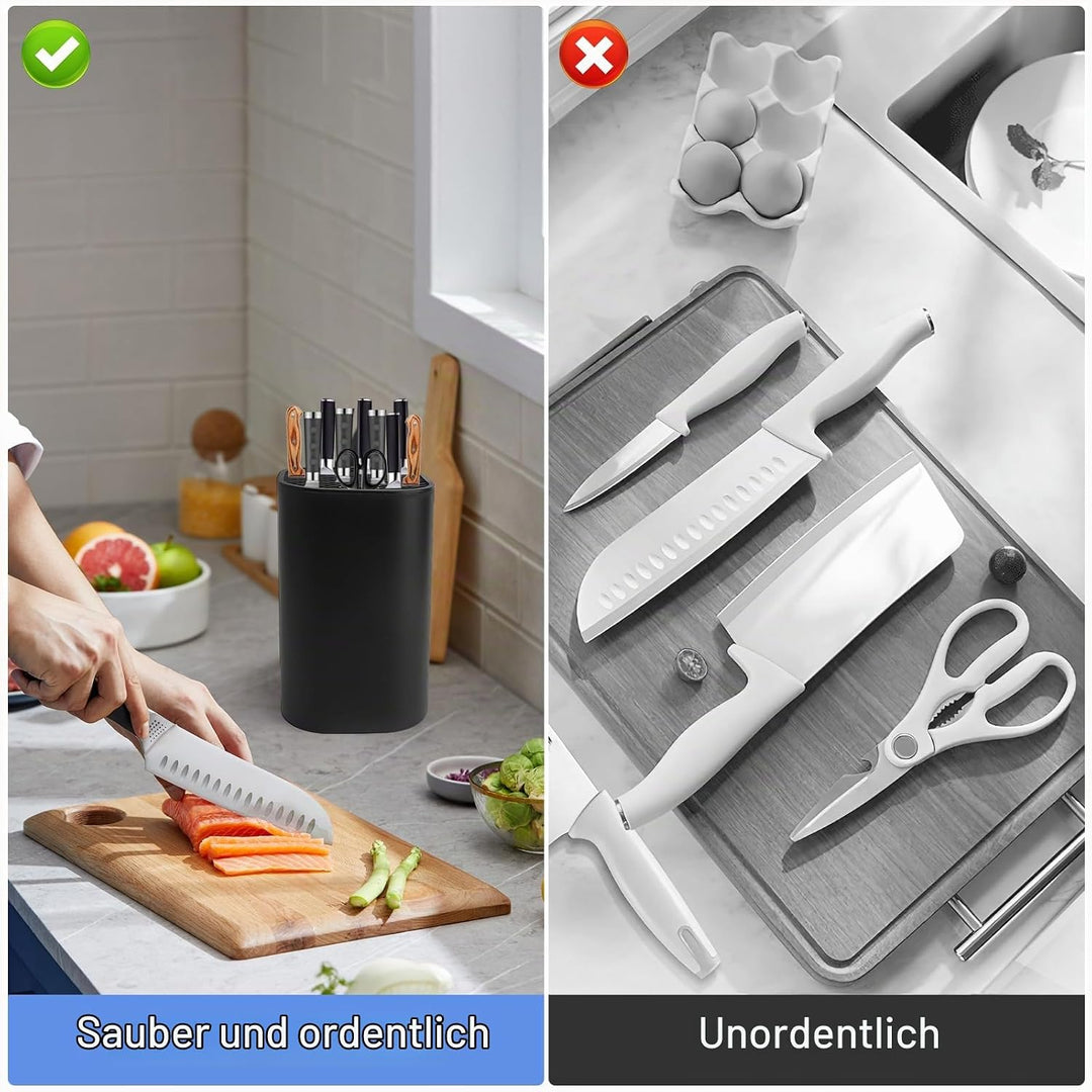 Universal Messerblock Ohne Messer Knife Holder mit 21 Schlitzen, Abflussdesign Abnehmbarer Messerhal