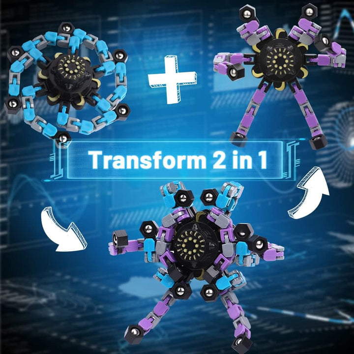 15PCS Robot Fidget Spinner Spielzeug für Kinder Erwachsene, DIY Deformation Chain Transformator Mech