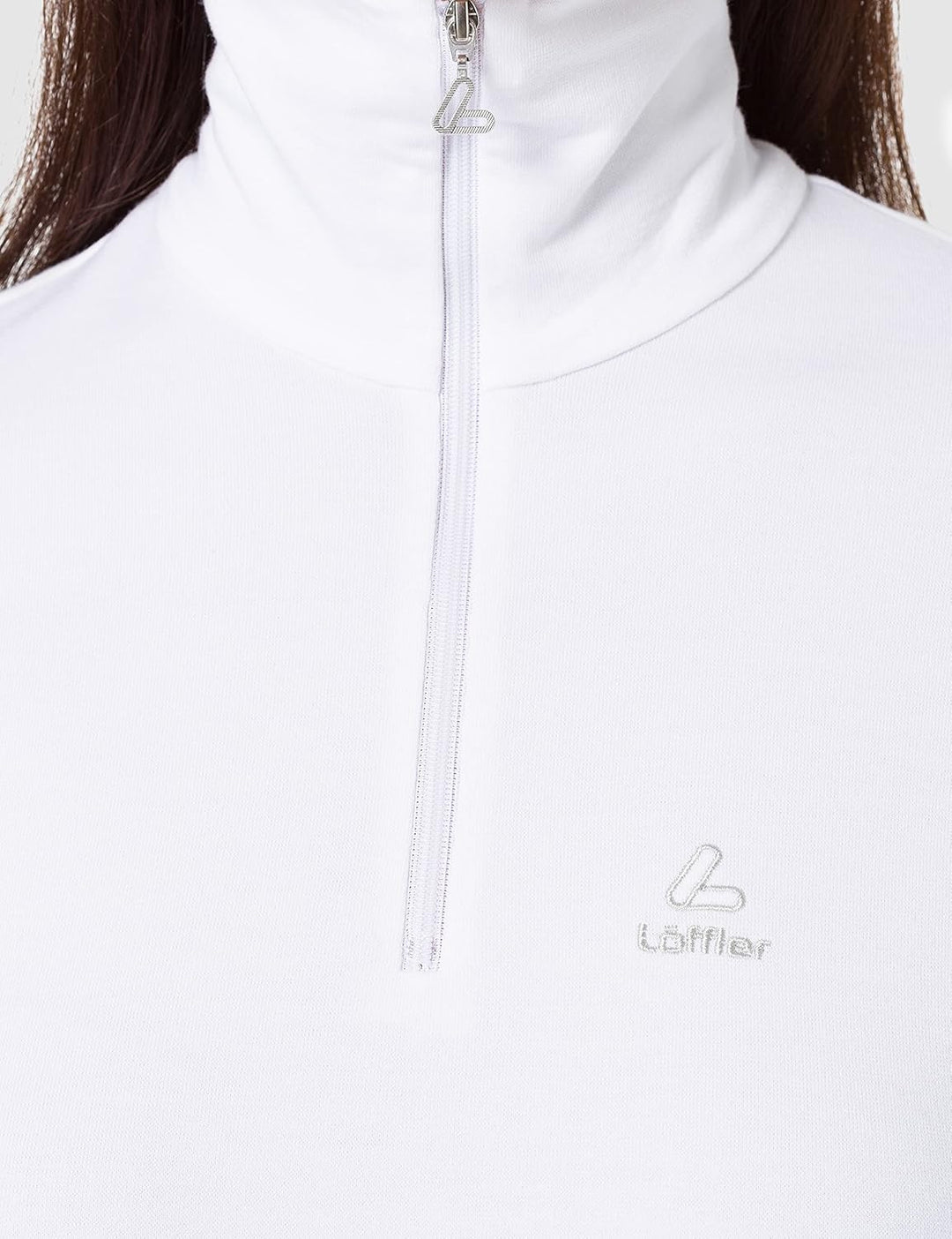 Löffler Damen Pulli DA Transtex Zip Rolli Basic 46 Weiss, 46 Weiss