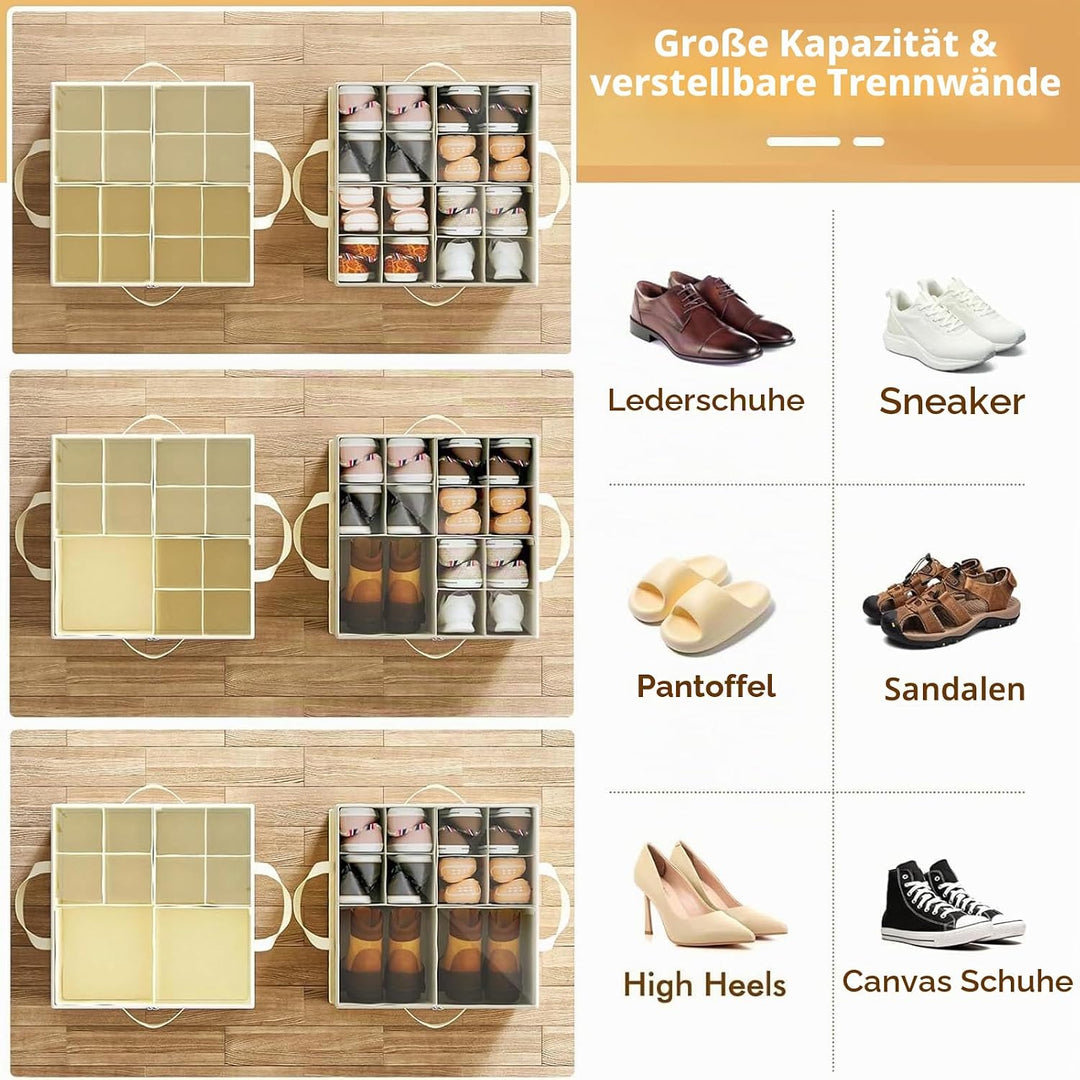 Schuhorganizer, Schuhaufbewahrung mit verstellbaren Trennwänden für 16 Paar Schuhe, Schuhaufbewahrun