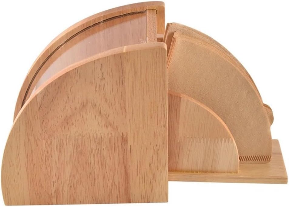 Kaffeefilter-Papierhalter, Holz-Kaffeepapier-Aufbewahrungsbox, fächerförmiger Handtropf-Kaffeefilter
