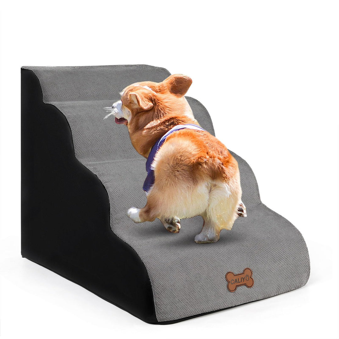 CALIYO Hundetreppe 4 Stufen, Hundetreppe für Kleine Hunde, Katzentreppe 50 cm hoch, Haustiertreppe m