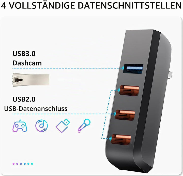 Handschuhfach USB Hub für Tesla Model Y 2021-2024 Model 3 2021-2023, 4-in-1 Multiport Handschuhbox D