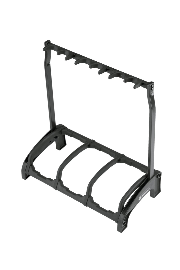 K&M 17513 3-fach Gitarrenständer Guardian 3 Schwarz - mit Schutzbügel und Plektrenhalter - für E+A-