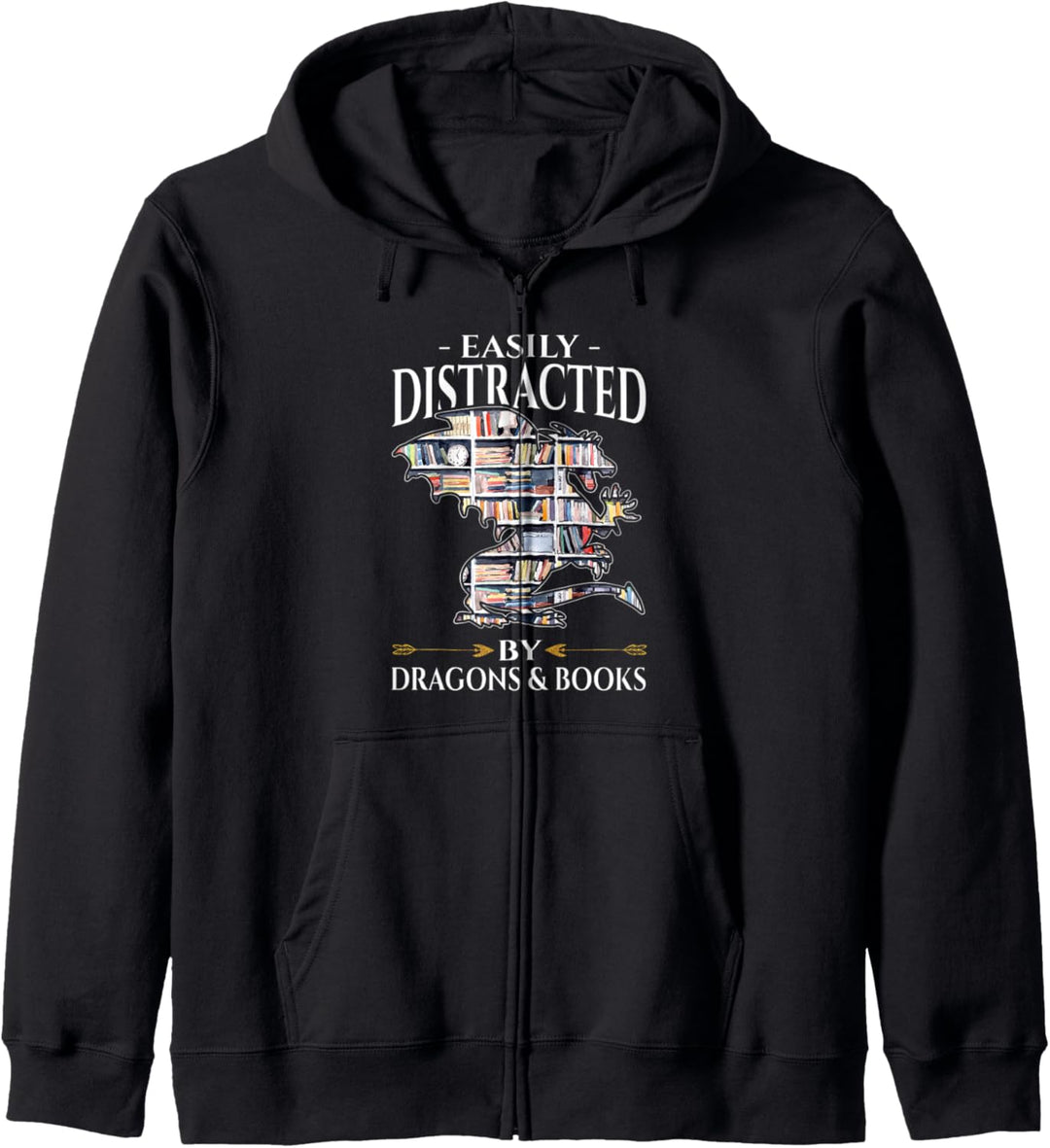 Easily Distracted By Dragons And Books Reading Lovers Gift Kapuzenjacke