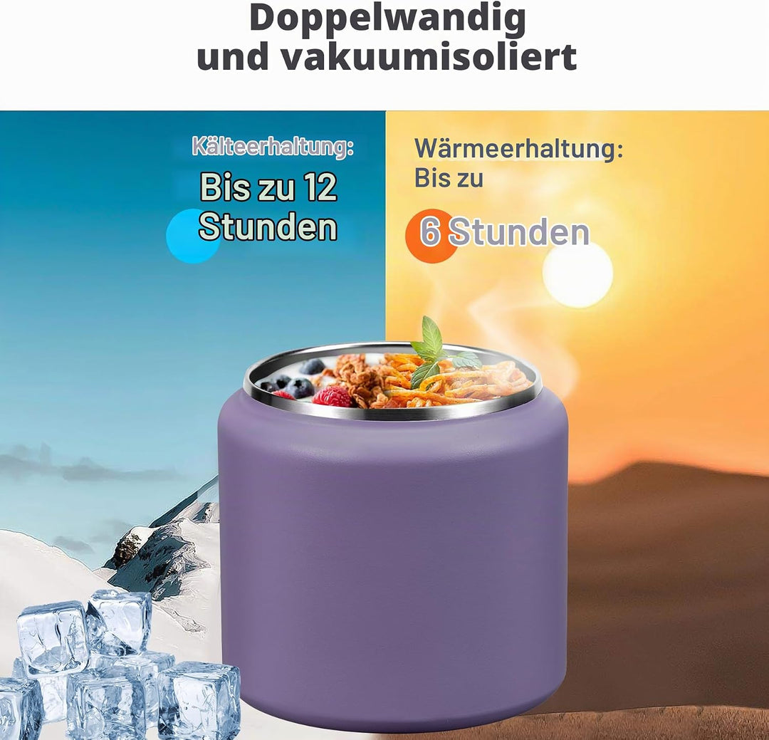 Itslife Thermobehälter für Essen 760ml, Thermo Lunchbox Kinder mit Schnallendeckel und Löffel, Warmh