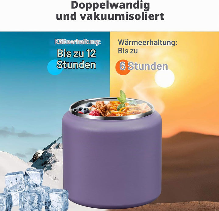 Itslife Thermobehälter für Essen 760ml, Thermo Lunchbox Kinder mit Schnallendeckel und Löffel, Warmh