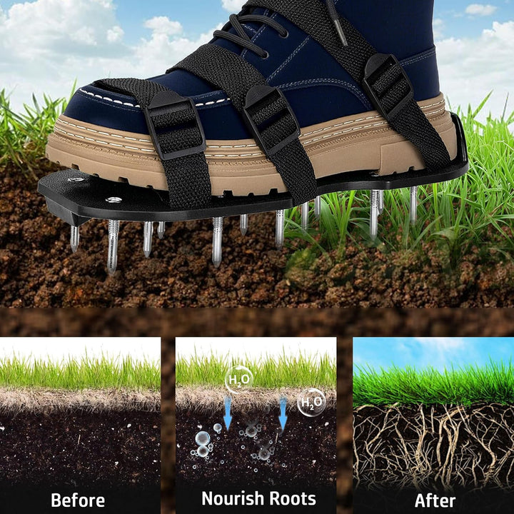 Rasenbelüfter Schuhe Nagelschuhe mit Klettverschluss Verstellbare Gurte für Rasen belüften Professio