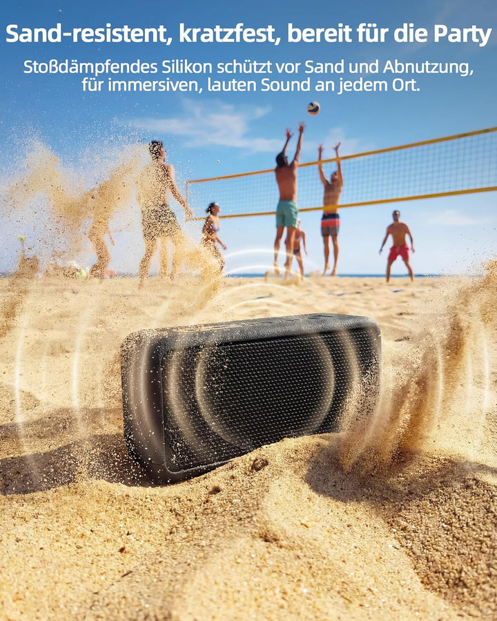 GB03 30W Bluetooth 6.0 Lautsprecher mit DSP-Audio, IPX7, 24H Spielzeit, Type-C, Lederoptik. Starker
