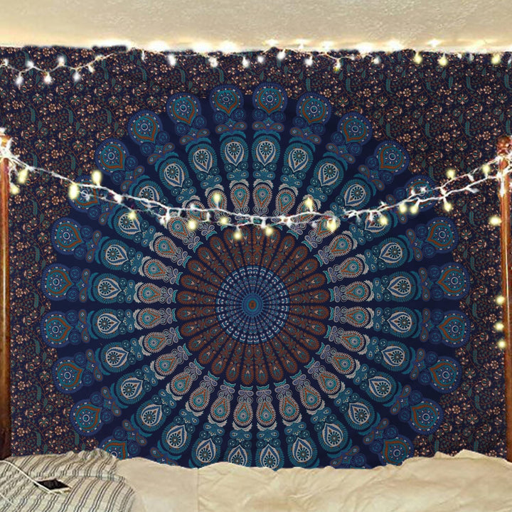 Bless International Indischer Hippie Bohemian Psychedelic Peacock Mandala Wandbehang Bettwäsche Tapi