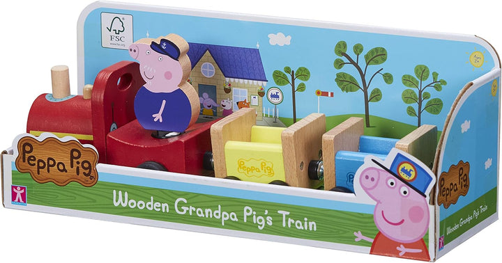 Peppa Pig CO07210 Tren de Madera Abuelo Holzzug Opa Pig, Mehrfarbig