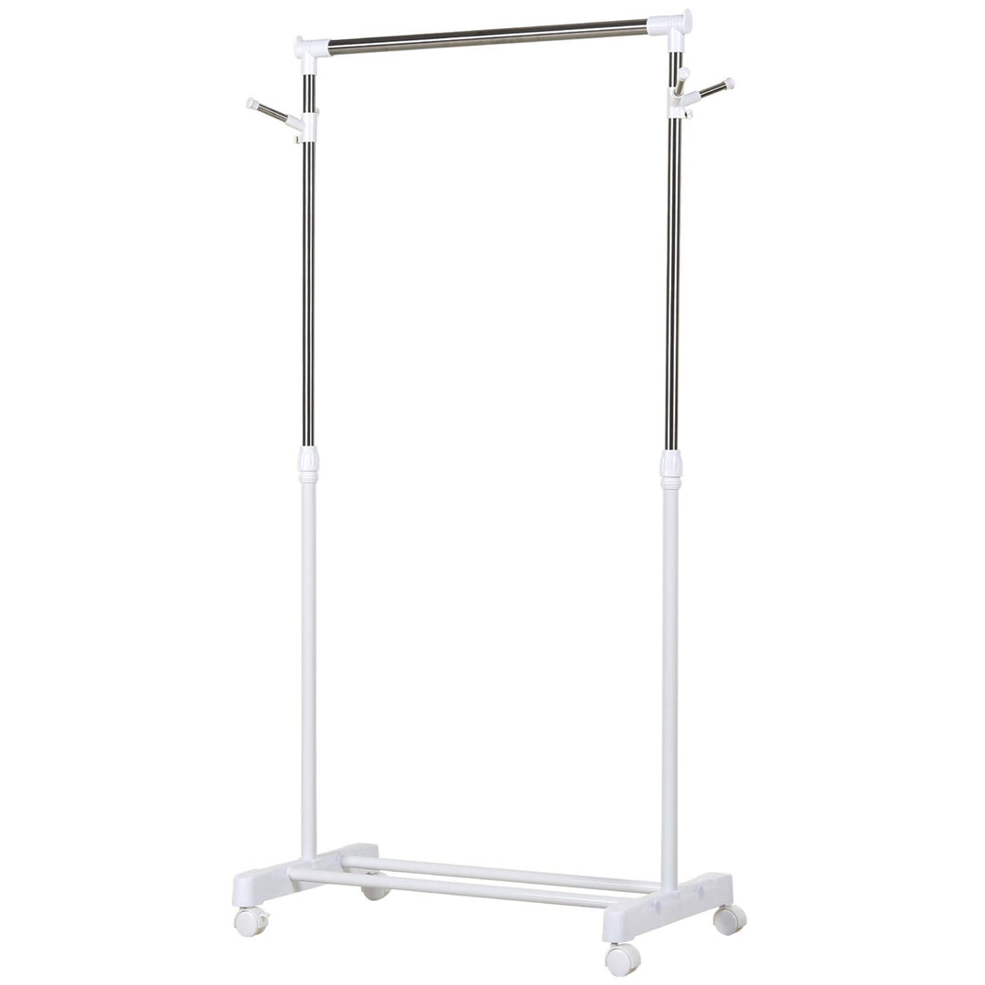 HOMCOM Kleiderständer höhenverstellbar Garderobenständer mit Kleiderstange, Haken, Regal, Garderobe