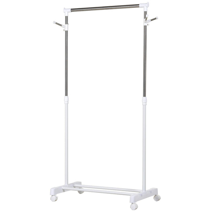 HOMCOM Kleiderständer höhenverstellbar Garderobenständer mit Kleiderstange, Haken, Regal, Garderobe