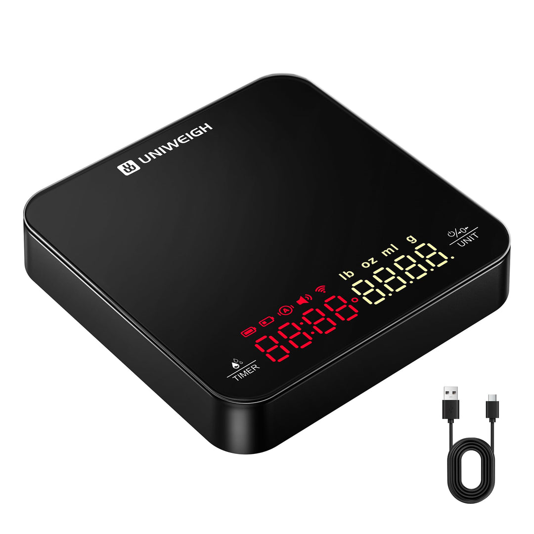 Mini-Kaffeewaage mit Timer, Wiederaufladbare Espresso Waage, 2kg/0,1g Präzisionswaage für Espresso &