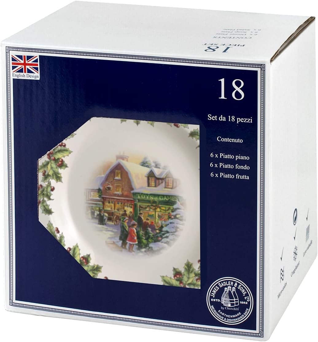 Churchill, Holly Toys Tafelservice, 18-teilig, Earthware, Weihnachten, 842474. Mehrfarbig