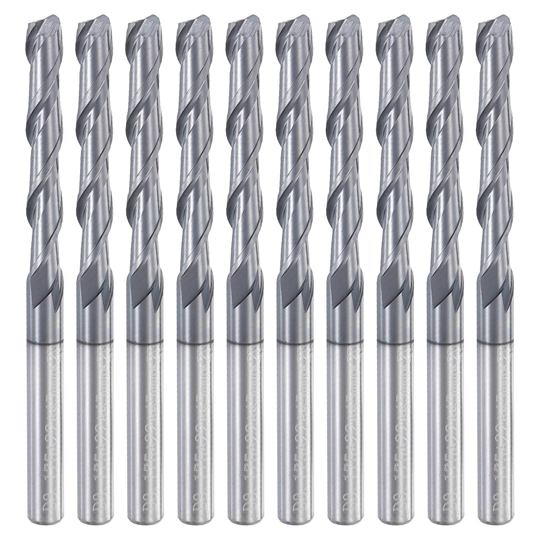 QUARKZMAN 10 Stück Schaftfräser 1/8", Wolframstahl Spiralnutfräser, 2 Flöte CNC Fräser, AITIN Hochal