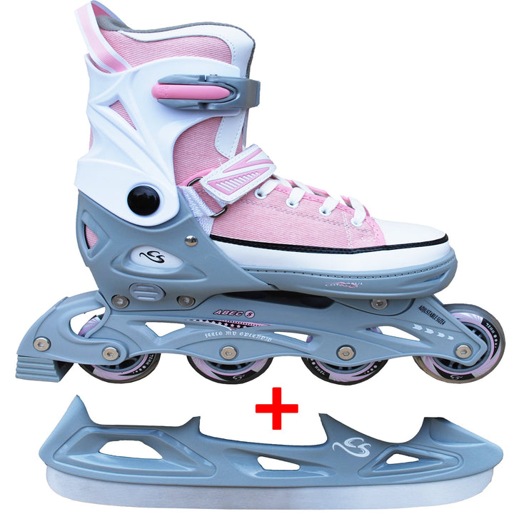 Cox Swain Sneak 2in1 grössenverstellbare Kinder Inline Skates und Schlittschuhe mit PU Gummirollen s