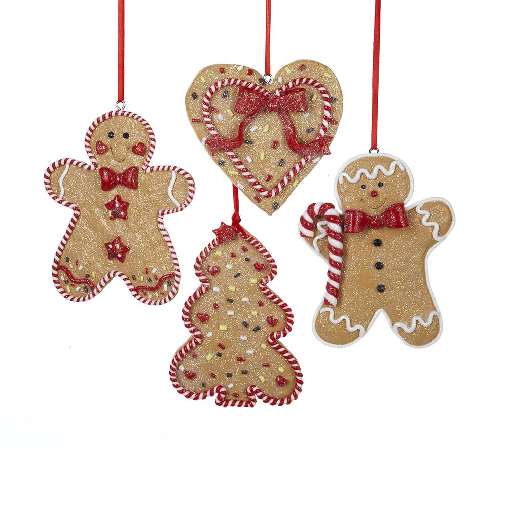 Kurt Adler 3.4" Gingerbread Men & Christmas Tree & Heart 4 Assorted