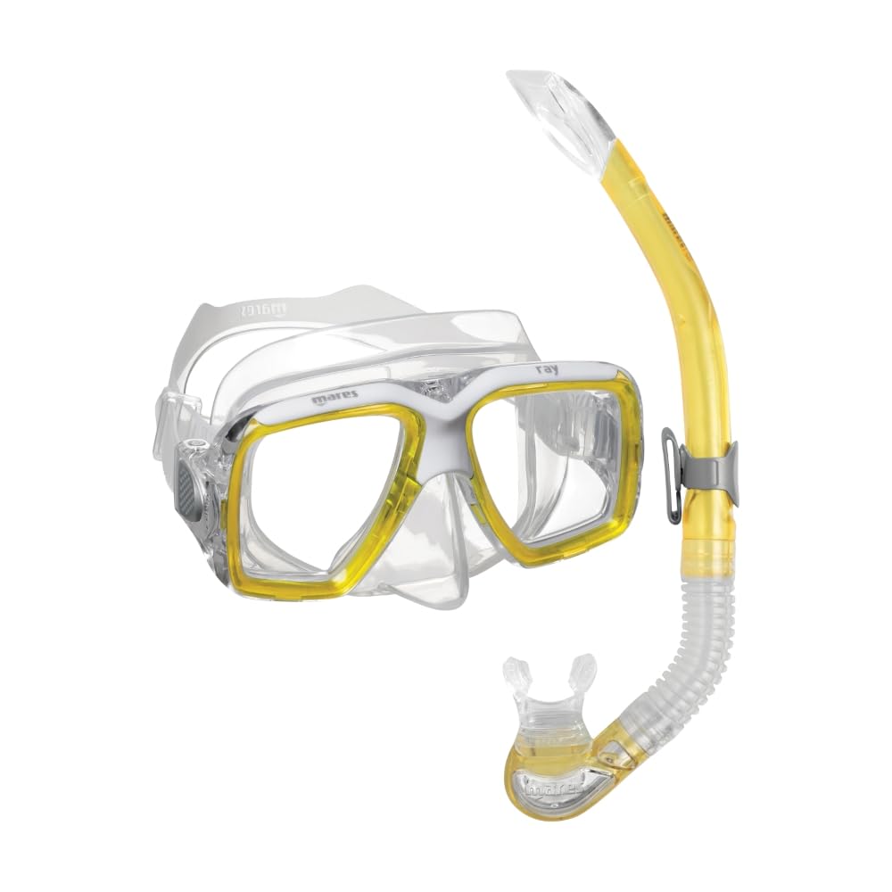 Mares Erwachsene Maske plus Schnorchel Set Ray Yellow/White/Clear, Yellow/White/Clear
