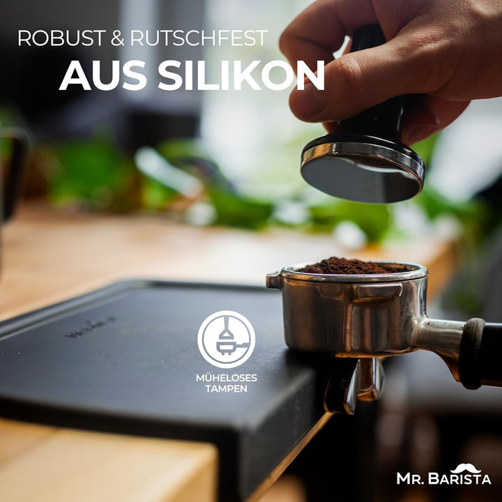 Mr. Barista® Professionelle Barista Silikonmatte mit Kante- Tamping Matte für Siebträger, Barista Zu