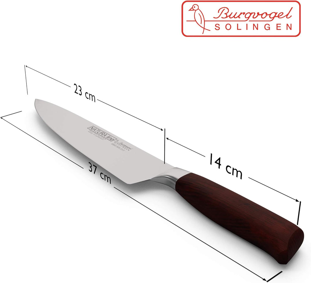 Burgvogel Solingen Natura Line, Kochmesser Holzgriff, rot satiniert, geschmiedet, 23 cm, sehr scharf