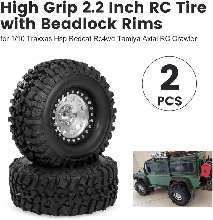 Goolsky 2 STÜCKE High Grip 2,2 Zoll RC Gummireifen Legierung Beadlock Felgen Rad Upgrade Teile Kompa