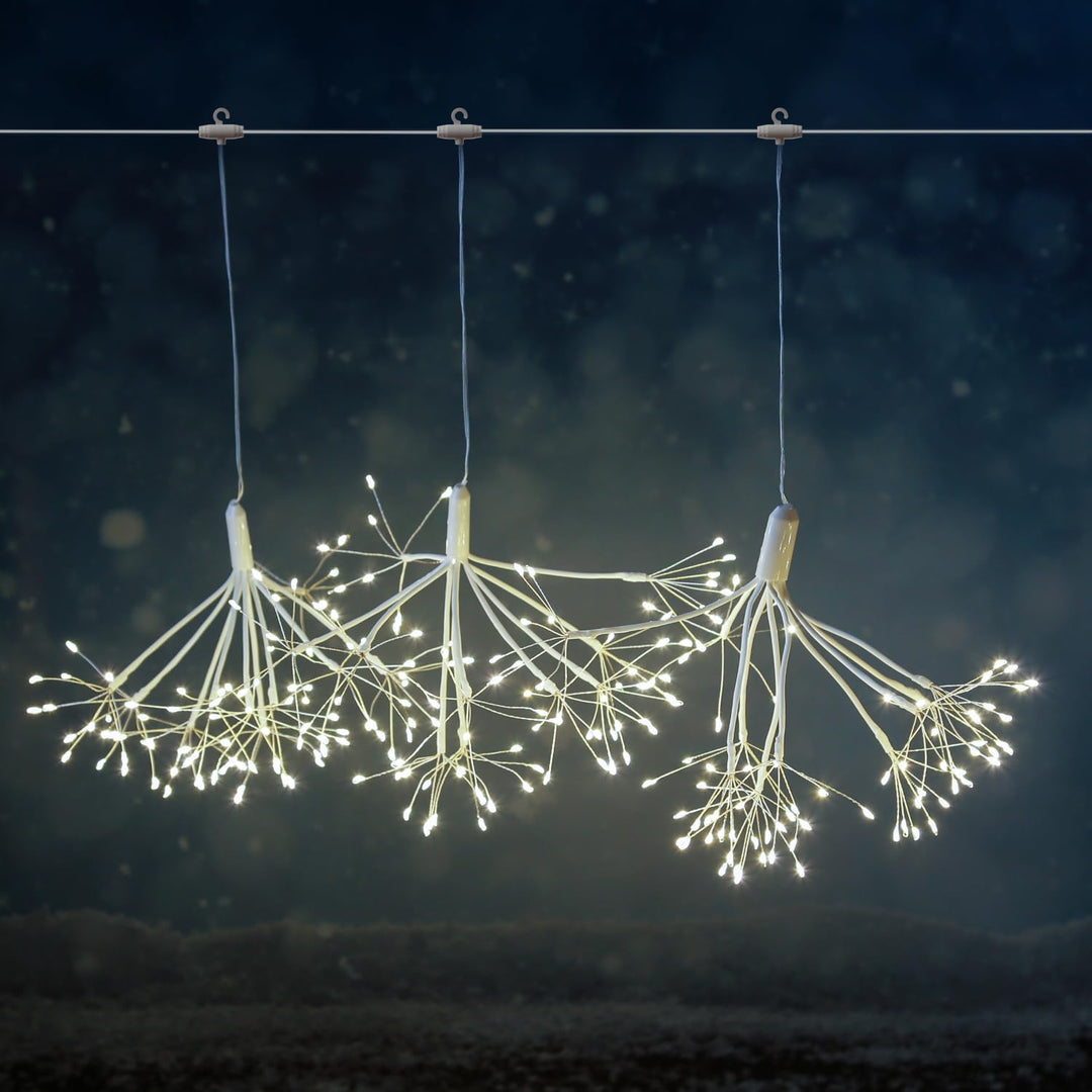 LED Feuerwerk Leuchte hängender Polarstern Pusteblume Firework 100 LED 25cm 8 Modi Fernbedienung für