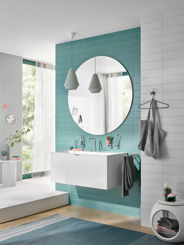 emco Round Handtuchhalter zum Kleben I ohne Bohren I Zweiarmige Handtuchstange zur Wandmontage Badet