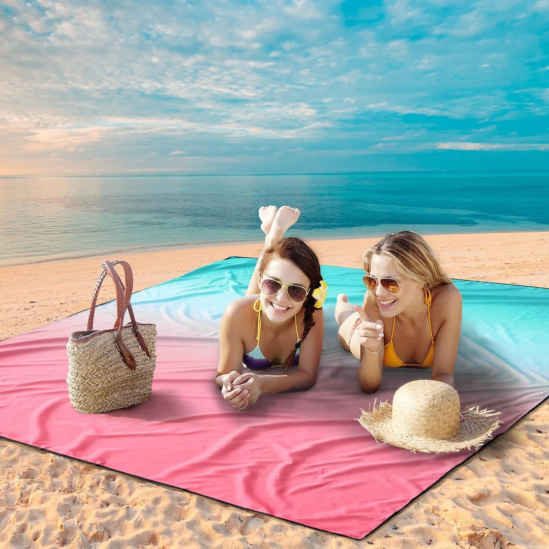 Stranddecke Sandfrei, Picknickdecke Wasserdicht Überdimensioniert Strandtuch Strandmatte 4 Befestigu