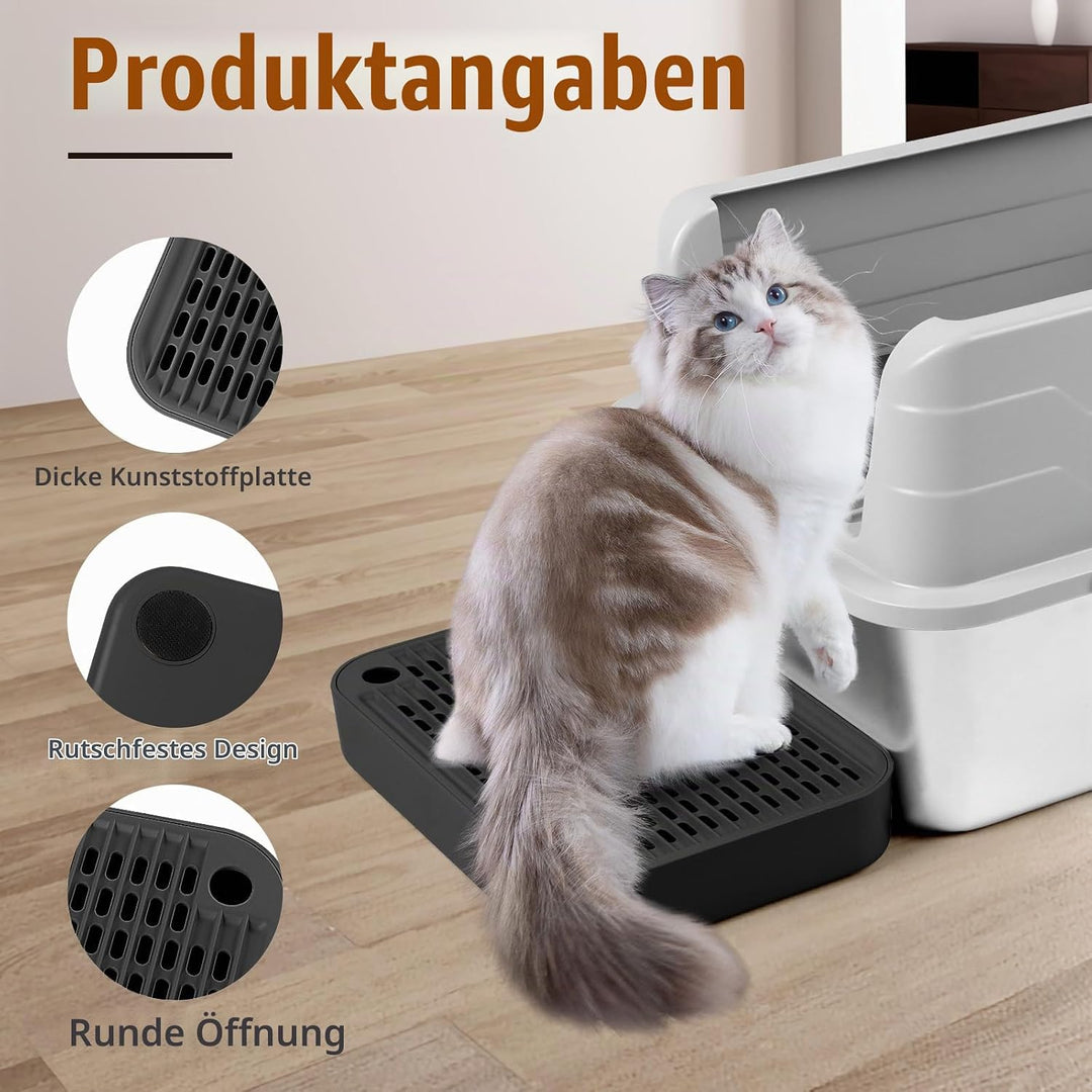 Katzentreppe, Katzentoilette Rampenmatte mit Filterfunktion, Katzenklo Stufen für automatische selbs