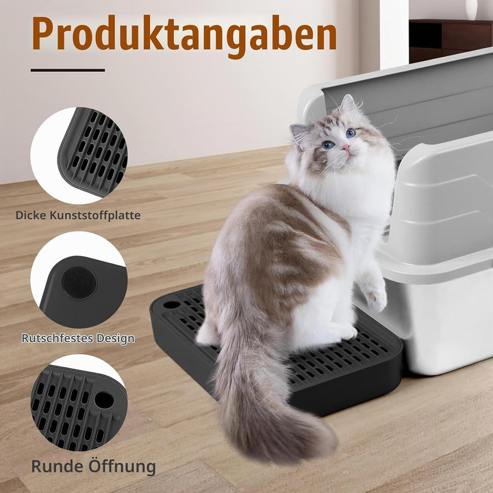 Katzentreppe, Katzentoilette Rampenmatte mit Filterfunktion, Katzenklo Stufen für automatische selbs