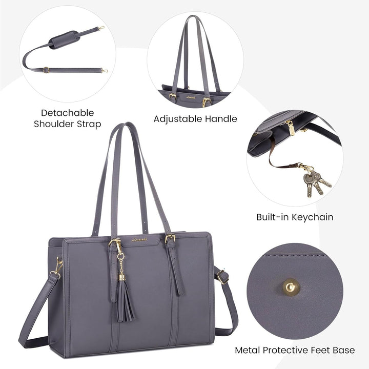 LOVEVOOK Laptoptasche 15,6 Zoll Handtasche Damen Umhängetasche Leder Tote Bag Women Shoulder Crossbo