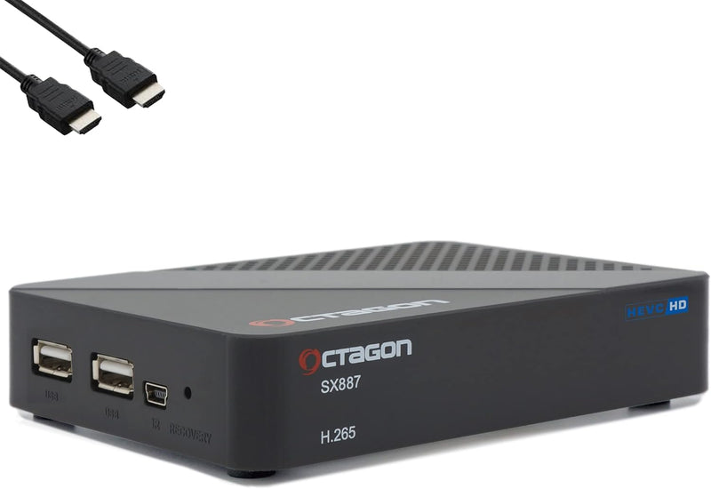 OCTAGON SX887 HD H.265 IP HEVC Smart TV Box, YouTube, USB, UVM., Schwarz